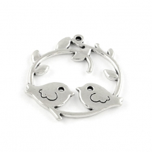 Кулон Птах, Метал, Колір: Античне Срібло, Розмір: 42.5x37x2.5мм, Отвір 2мм, (14WB9040)