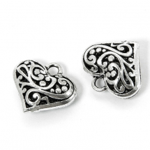 Кулон Серце, Метал, Колір: Античне Срібло, Розмір: 20.5х19.5мм, Отвір 2.5мм, (14WB9465)