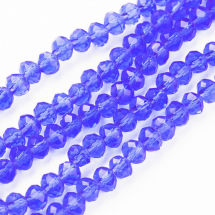 Намистини Скляні, Рондель, прозорі, Колір: Блакитний, Розмір: Діаметр: 4 мм, Товщина: 3 мм, Отвір 1мм, 150шт / 46см / нитка (14WB9504)