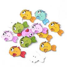 Guziki Drewniane Rybka 33x23x2mm Kolor: Mix Kolorów 10szt (14WB9602)