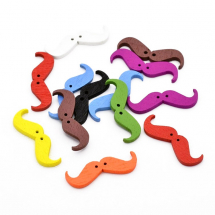 Guziki Drewniane Barwione Wąsy 36x11x3mm Kolor: Mix Kolorów 20szt (14WB9614)