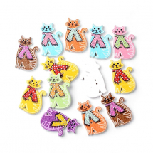 Guziki Drewniane Kot 30x19x2mm Kolor: Mix Kolorów 10szt (14WB9599)