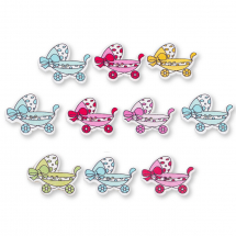 Guziki Drewniane Wózek Dziecinny 40x30x2mm Kolor: Mix Kolorów 10szt (14WB9603)