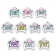 Guziki Drewniane Łóżko Koja 31x31x2mm Kolor: Mix Kolorów 10szt (14WB9616)