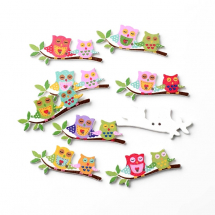 Guziki Drewniane Sowy 40x16x2.2mm Kolor: Mix Kolorów 10szt (14WB9601)