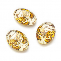 Кабошони Скляні Метелики, Овальні, Колір: Помаранчевий, Розмір: Довжина 18мм, Ширина 13мм, Товщина 6мм, (14WB9165)