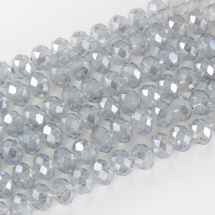 Намистини Гальваніка Скло, Грановані, Рондель, Колір: Сірий, Розмір: 8х5.5мм, Отв-тя: 1.5мм, близько 72шт / 40см / нитка, (14WB9309)