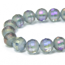 Намистини Скло з гальваніки, Грановані, райдужні, морозний стиль, Круглі, Колір: Блакитний, Діаметр 9.5 ~ 10мм, Отвір 2 мм, близько 72шт / 72см / нитка, (14WB9194)