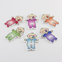 Guziki Drewniane Niemowlę 39x26x2mm Kolor: Mix Kolorów 10szt (14WB9604)