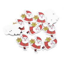 Guziki Drewniane Święty Mikołaj 33x23x2.5mm Kolor: Mix Kolorów 10szt (14WB9609)