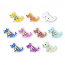 Guziki Drewniane Pies, Mix Kolorów, 30x25x2mm, 10szt (14WB9600)