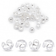 Шапочки для Бусин Залізні, Квітка, Колір: Срібло, Розмір: 8х8х5мм, Отвір 1мм, (13WB11001)