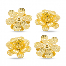 Nakładki na Koraliki Mosiądz 16x5mm Kolor: Złoty 4szt/opakowanie (13WB10863)