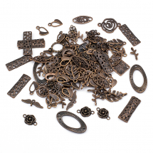 Zawieszka Łącznik Mieszanka Stopów Metalu 7-42x24-40x1-3mm otwór 2-8mm kolor: miedź około 35 sztuk/100g (13WB10666)