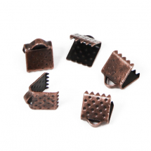 Концевики Затискачі для Стрічок, Залізні, Колір: Мідь, Розмір: 6х7мм, Отвір 2мм, (13WB11057)