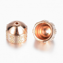 Шапочки для Бусин Металеві, Круглі, Колір: Світле Золото, Розмір: Довжина 12мм, Діаметр 10мм, Усередині 9мм, Отвір 1мм, (13WB11133)