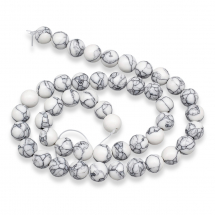 Koraliki Syntetyczne Howlit Okrągłe, Białe, 8mm, Otwór 1mm, około 48szt/38cm/nić (13WB11322)