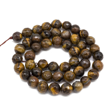 Koraliki Kamień Naturalny Tygrysie Oko, Fasetowane, Kula, 8mm,  48szt/38cm/sznur (13WB11544)