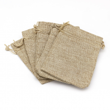 Подарунковий Мішечок з Текстилю Імітація Рогожки з Кулискою, Бежевий, 13.5x9.5см, (13WB11455)