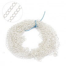 Łańcuszek Skręcany, do Rękodzieła i Biżuterii, Żelazne, Niespawany, Srebrny, 6.5x4.5x0.8mm, 5m (13WB12217)