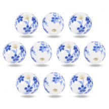 Koraliki Porcelana, Handmade, Okrągłe z Rysunkiem, 12mm, 10szt (Q5WB1106)