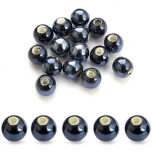 Намистини Фарфор Перлинні, Ручна Робота, Круглі, Колір: Чорний, Діаметр 6мм, Отвір 1.5мм, (13WB12565)