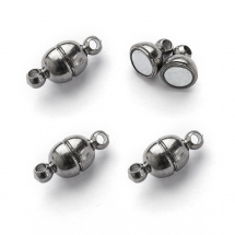 Zapięcie Magnetyczne Mosiądz, Mocny Magnes N35, Kolor: Stal Pistoletowa, 11x5mm, Otwór 1mm, 4szt (13WB12242)