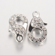 Zapięcie Karabińczyki Mosiądz i Cyrkonie 21х12.5х7mm Otwór 2.5mm Kolor: Platynowy 1szt (13WB12364)