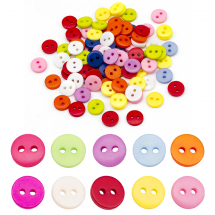 Guziki Akrylowe, do Rękodzieła i Biżuterii, Okrągły, Mix Kolorów, 9x2mm, 100szt (13WB12617)