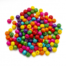 Koraliki Naturalne Drewniane Barwione, Mieszane kolory, 10x9mm, około 140szt / 50g (13WB12573)