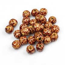 Koraliki Drewniane z Nadrukowanym Wzorem 16mm Kolor: Ciemnobrązowy 40szt/50g (13WB12822)