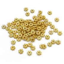 Намистини-Роздільники Металеві, Квітка, Колір: Золото, Розмір: 4.5х1.5мм, Отвір 1мм, (13WB13623)