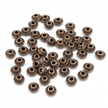 Koraliki Dystansowe, Styl Tybetański, Bicone, Stop Biżuterii, Miedź, 6.5x3.5mm, otwor 2mm, 50szt (13WB13624)