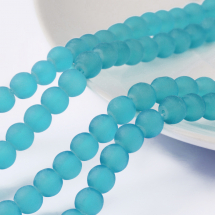 Намистини Скляні Матові, Круглі, Колір: Блакитний, Діаметр: 10мм, Отвір 1.3 ~ 1.6мм, близько 80шт / 80см / нитка, (13WB12913)