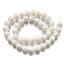 Koraliki Naturalny Jadeit Mashan, Pozłacany, Kolor: Biały, 10mm, około 38szt/38cm/nic (13WB13923)