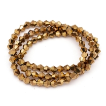 Koraliki Szklane Galwanizacja, Fasetowany Bicone, Tęczowy, Miedź, 4x4.5mm, około 80szt/30cm/nic (13WB13998)