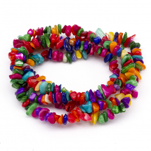 Koraliki Masa Perłowa Barwiona Siekanka, Mix, 5-14x5-10mm, Otwór: 1mm, około 260szt / 84cm / sznur (13WB14052)