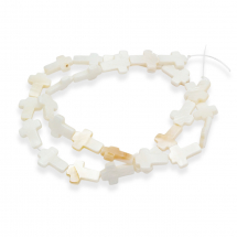 Koraliki z Masy Perłowej, Krzyż, Kość Słoniowa, 11~12x9~10x2~3mm, 30szt/sznur (13WB14054)