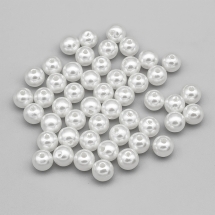 Koraliki Akrylowe, Imitacja Perły, Błyszczące, Barwiony, Okrągły, Biały, 10x9.5mm, około 50szt/25g (13WB14130)