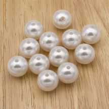 Koraliki Akrylowe, Imitacja Perły, Błyszczące, Barwiony, Okrągły, Biały, 16x15.5mm, 12szt/25g (13WB14131)