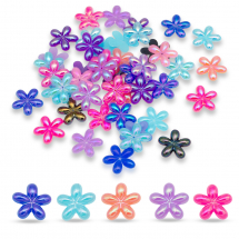 Намистини Акрилові Непрозорі, АВ колір, Квітка, Колір: Мікс, Розмір: 20x19 ~ 20x3мм, Отвір 1мм, (13WB14156)