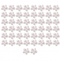 Намистини Акрилові Непрозорі, АВ колір, Квітка, Колір: Білий, Розмір: 14x14x2мм, Отвір 1мм, (13WB14157)