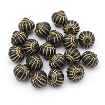 Koraliki Akrylowe "Paryż", Metaliczny Złoty Wzór, Czarny, 14x14mm, 19szt/25g (13WB14214)