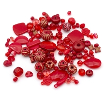 Намистини Акрилові "Бомбей" Змішані Форми, Червоний, 5.5-28x6-20x3-11мм, Отвір 1-5мм, близько 86шт/50г, (13WB14229)