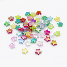 Koraliki Eko Akrylowe, Gwiazda, Tęczowy Przezroczysty, 10x4mm, otwór: 1.5mm, około 100szt / 25g (13WB14252)