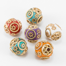 Koraliki Indonezyjskie Polimerowa Glina i Stop Metali Ręcznie Robiony 14-15x15mm Kolor: Mix Kolorów 2szt (13WB12799)