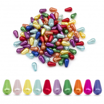 Perły Koraliki Plastikowe ABS, Błyszczące, Kropla, Mix, 10x6mm, 155szt/25g (13WB13453)