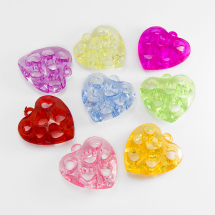 Кулони Акрил Серце, Прозорі, Колір: Мікс, Розмір: 38х36х11мм, Отвір 3мм, (13WB13460)