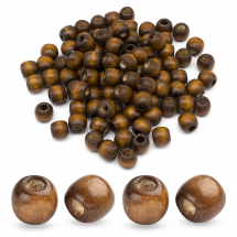 Koraliki Drewniane Naturalny, Barwione, Okrągłe, Sienna, 12x11mm, otwór 5mm, około 85szt/50g (13WB12815)