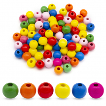 Koraliki Drewniane Barwione, Mix, 12mm, 95szt/50g (13WB12849)